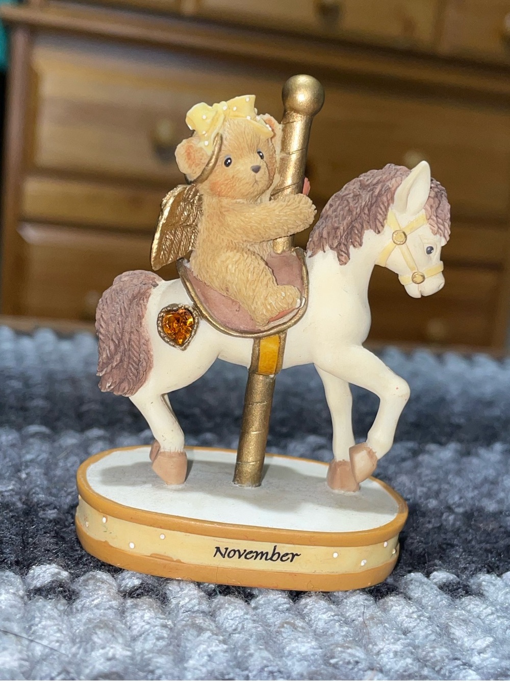 Vintage Cherished Teddies Monthly Carousel figurine November
